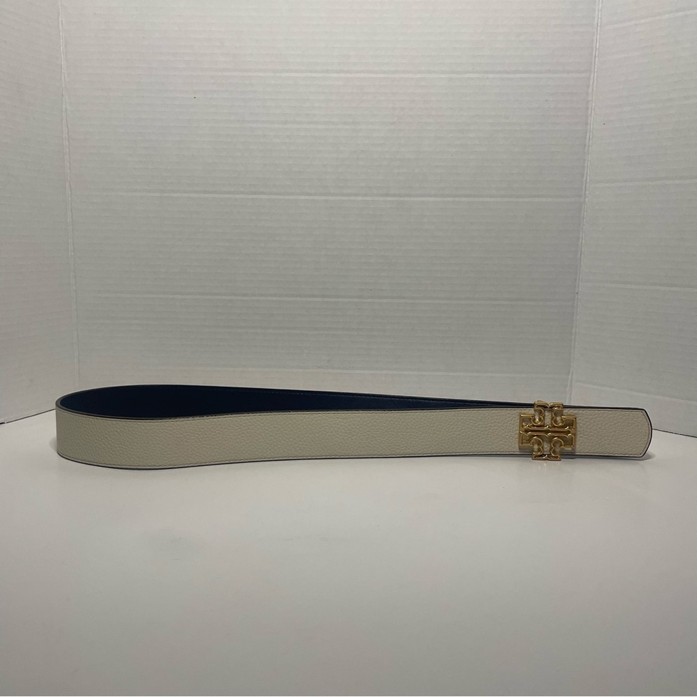 Tory Burch Cream / Royal Blue Reversible Belt NWT